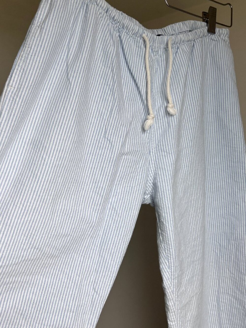John Galt Low Rise Striped 100% Cotton Sweatpants Blue White Wide Leg Baggy - Picture 6 of 9